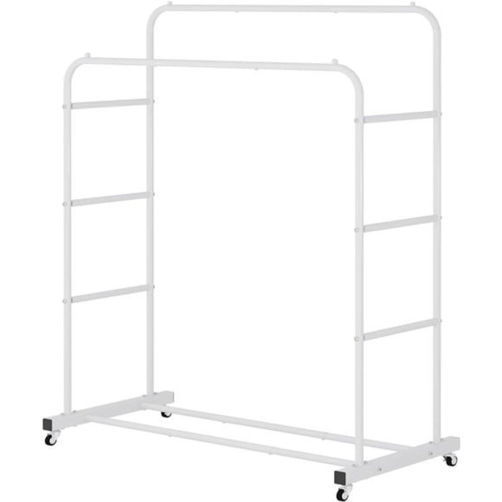 Double Rods Clothing Rack with Wheels, Garment Rack for Hanging Clothes - Picture 2 of 8
